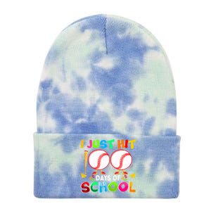 I Just Hit 100 Days Of School Baseball 100th Day Gift Tie Dye 12in Knit Beanie