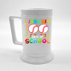 I Just Hit 100 Days Of School Baseball 100th Day Gift Beer Stein