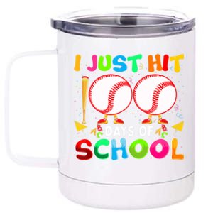 I Just Hit 100 Days Of School Baseball 100th Day Gift 12 oz Stainless Steel Tumbler Cup