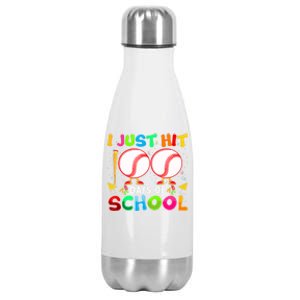 I Just Hit 100 Days Of School Baseball 100th Day Gift Stainless Steel Insulated Water Bottle