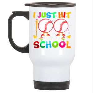 I Just Hit 100 Days Of School Baseball 100th Day Gift Stainless Steel Travel Mug