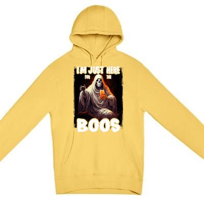 Im Just Here For The Boos Ghost Funny Halloween Premium Pullover Hoodie