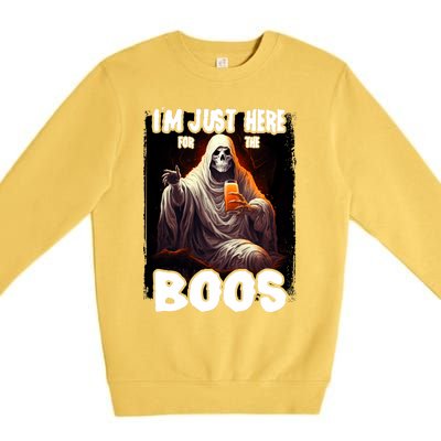 Im Just Here For The Boos Ghost Funny Halloween Premium Crewneck Sweatshirt