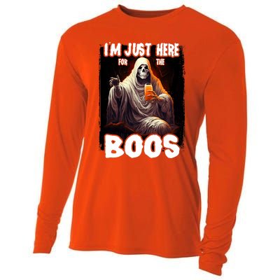 Im Just Here For The Boos Ghost Funny Halloween Cooling Performance Long Sleeve Crew