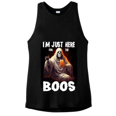 Im Just Here For The Boos Ghost Funny Halloween Ladies PosiCharge Tri-Blend Wicking Tank