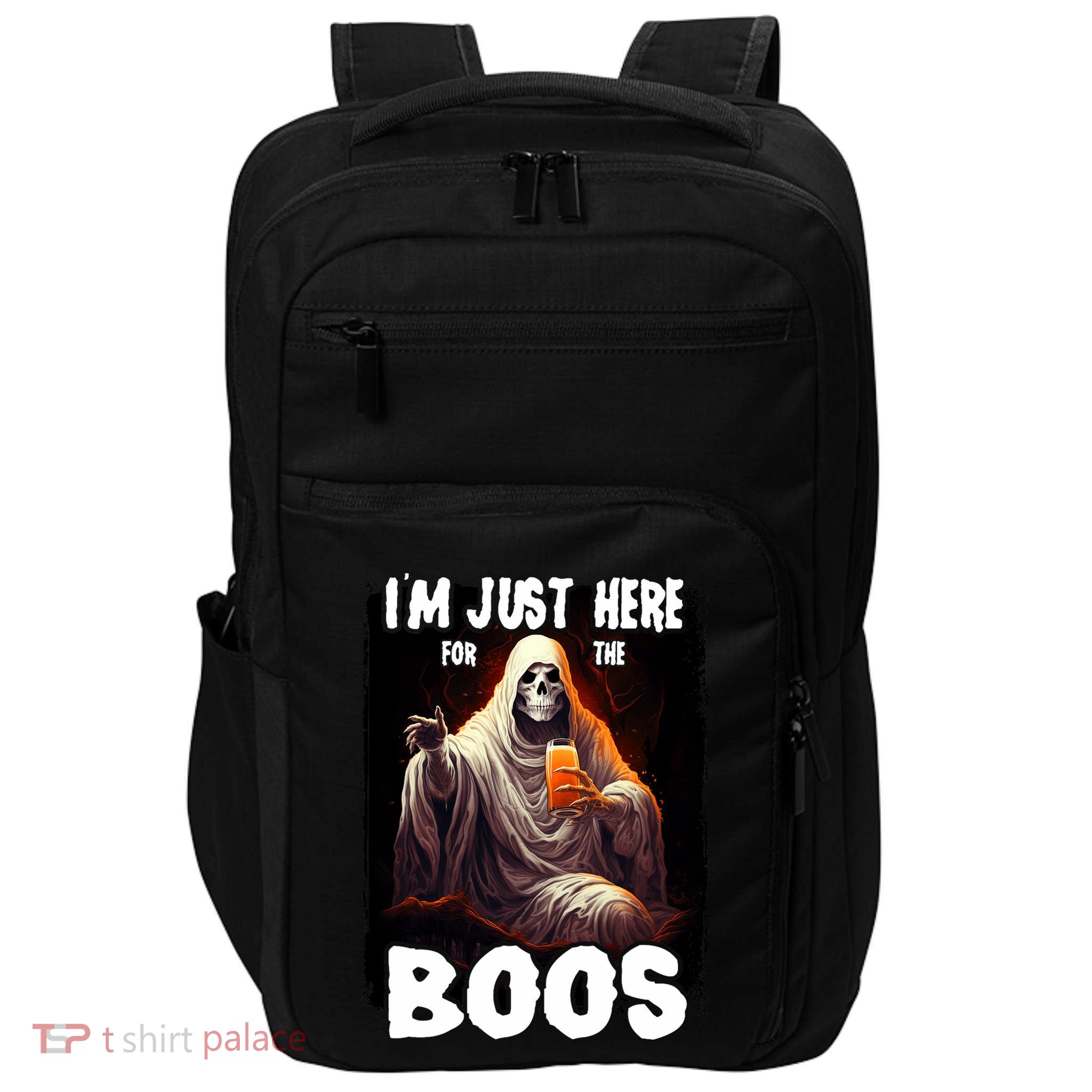 Im Just Here For The Boos Ghost Funny Halloween Impact Tech Backpack
