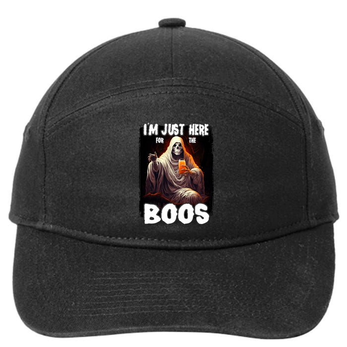 Im Just Here For The Boos Ghost Funny Halloween 7-Panel Snapback Hat