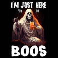 Im Just Here For The Boos Ghost Funny Halloween 7-Panel Snapback Hat