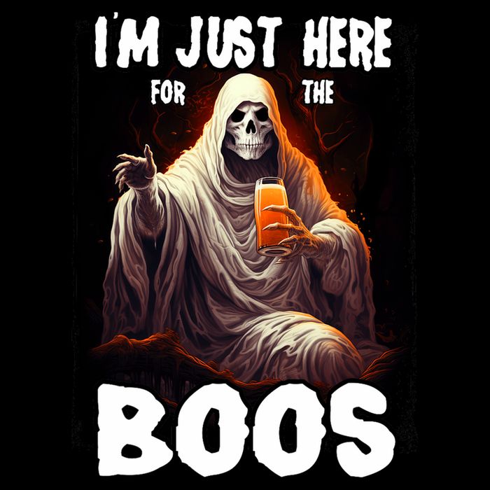 Im Just Here For The Boos Ghost Funny Halloween 7-Panel Snapback Hat