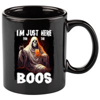 Im Just Here For The Boos Ghost Funny Halloween 11oz C Handle Ceramic Mug