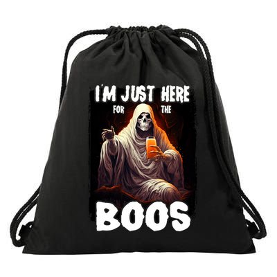 Im Just Here For The Boos Ghost Funny Halloween Drawstring Bag