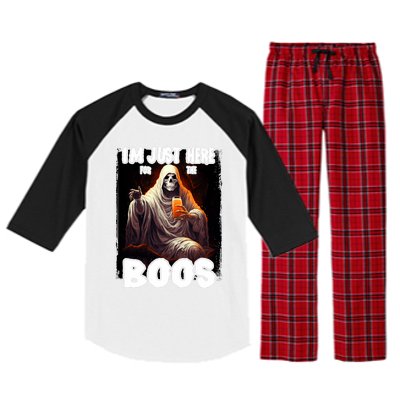 Im Just Here For The Boos Ghost Funny Halloween Raglan Sleeve Pajama Set