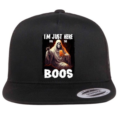 Im Just Here For The Boos Ghost Funny Halloween Flatbill Hat
