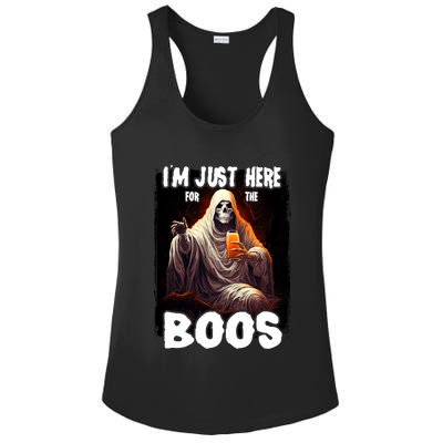 Im Just Here For The Boos Ghost Funny Halloween Ladies PosiCharge Competitor Racerback Tank