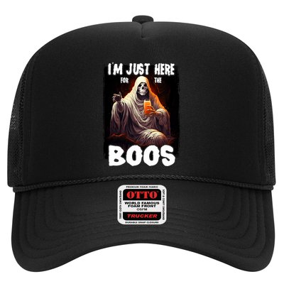 Im Just Here For The Boos Ghost Funny Halloween Trucker Hat