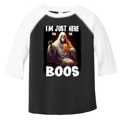 Im Just Here For The Boos Ghost Funny Halloween Toddler Fine Jersey T-Shirt