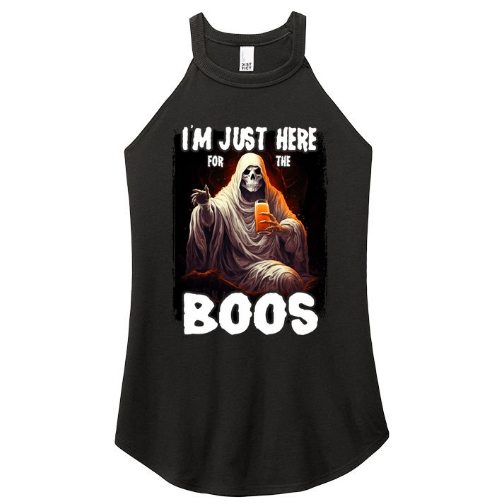 Im Just Here For The Boos Ghost Funny Halloween Women's Perfect Tri Rocker Tank