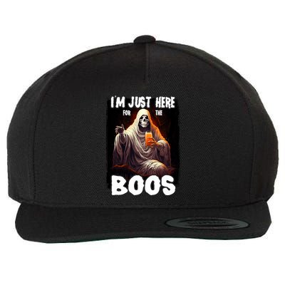 Im Just Here For The Boos Ghost Funny Halloween Wool Snapback Cap