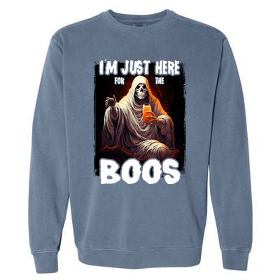 Im Just Here For The Boos Ghost Funny Halloween Garment-Dyed Sweatshirt