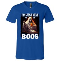 Im Just Here For The Boos Ghost Funny Halloween V-Neck T-Shirt