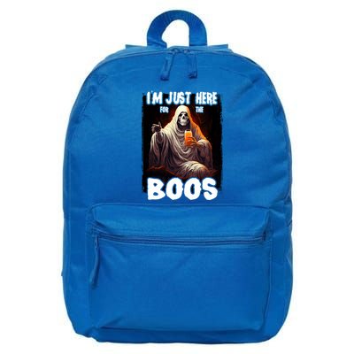 Im Just Here For The Boos Ghost Funny Halloween 16 in Basic Backpack