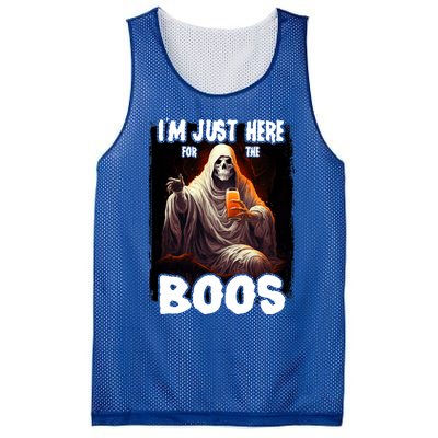 Im Just Here For The Boos Ghost Funny Halloween Mesh Reversible Basketball Jersey Tank