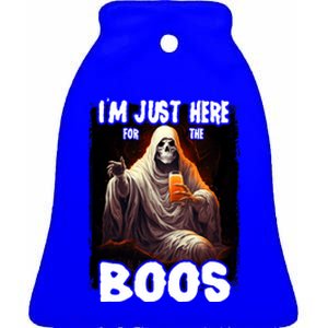 Im Just Here For The Boos Ghost Funny Halloween Ceramic Bell Ornament