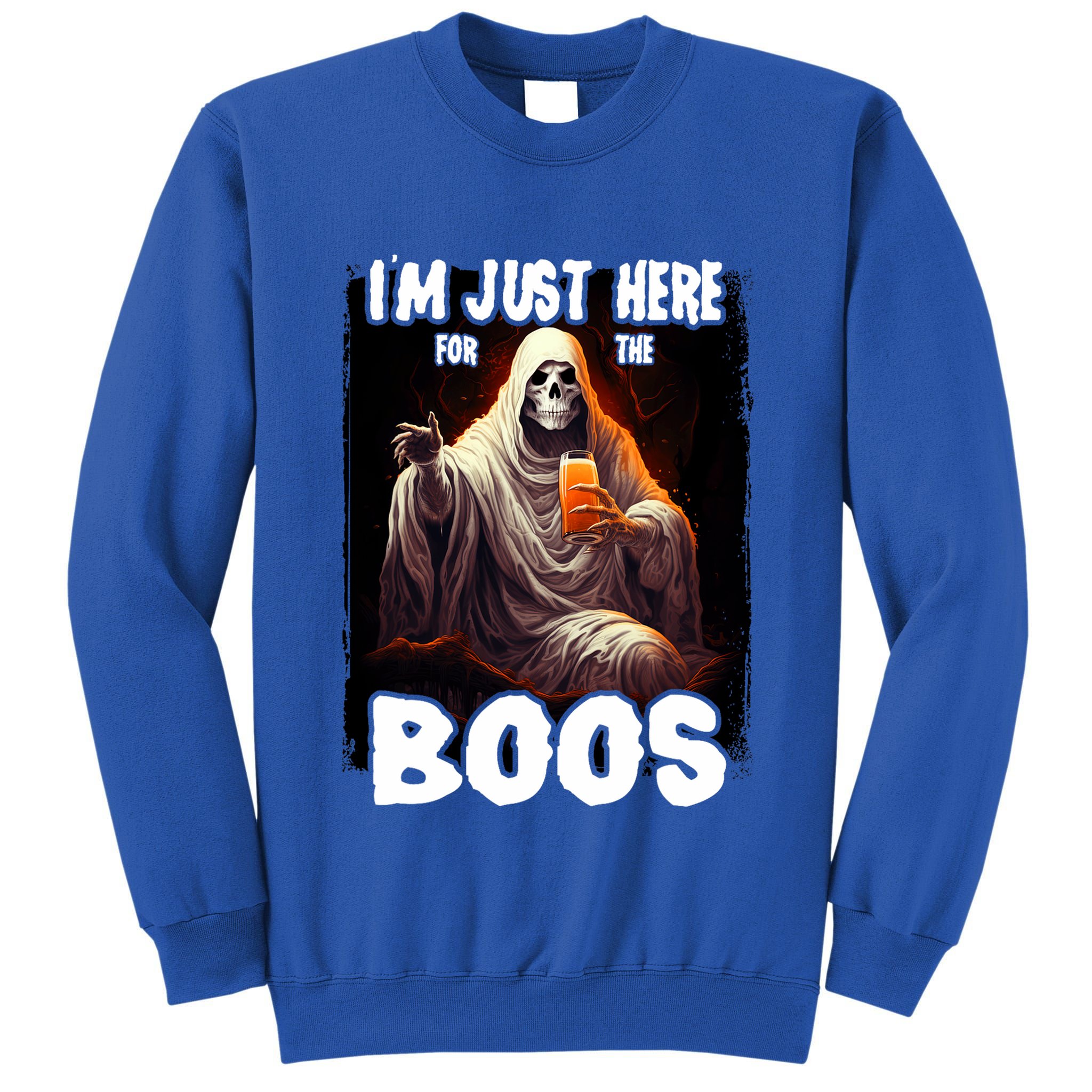 Im Just Here For The Boos Ghost Funny Halloween Tall Sweatshirt