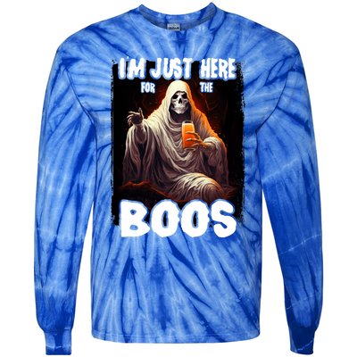 Im Just Here For The Boos Ghost Funny Halloween Tie-Dye Long Sleeve Shirt