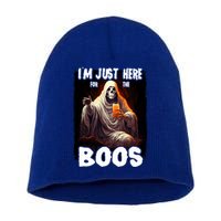 Im Just Here For The Boos Ghost Funny Halloween Short Acrylic Beanie