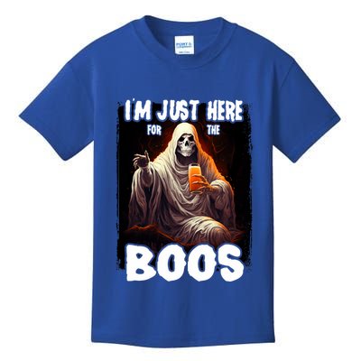 Im Just Here For The Boos Ghost Funny Halloween Kids T-Shirt