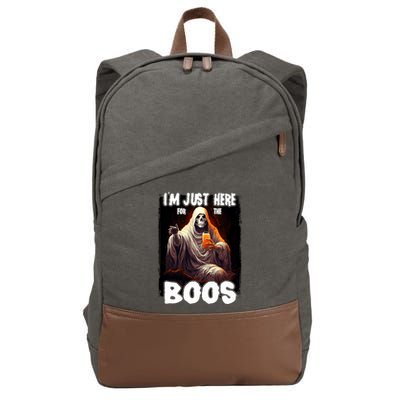 Im Just Here For The Boos Ghost Funny Halloween Cotton Canvas Backpack