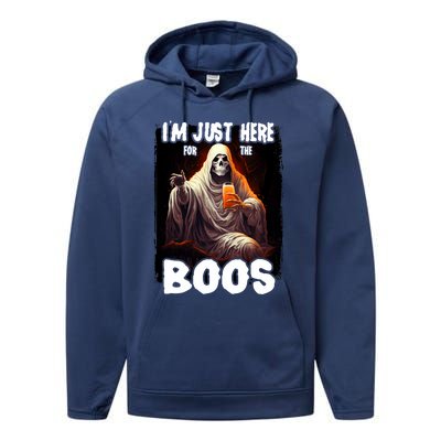 Im Just Here For The Boos Ghost Funny Halloween Performance Fleece Hoodie