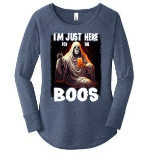 Im Just Here For The Boos Ghost Funny Halloween Women's Perfect Tri Tunic Long Sleeve Shirt