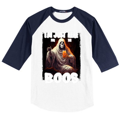 Im Just Here For The Boos Ghost Funny Halloween Baseball Sleeve Shirt