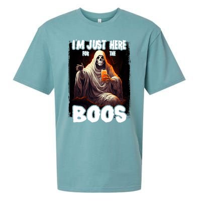 Im Just Here For The Boos Ghost Funny Halloween Sueded Cloud Jersey T-Shirt