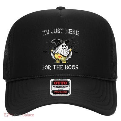 Im Just Here For The Boos Halloween High Crown Mesh Back Trucker Hat