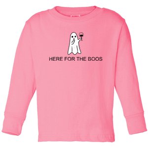 Im Just Here For The Boos Halloween Ghost Ing Wine Gift Toddler Long Sleeve Shirt