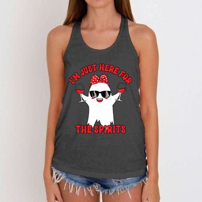 IM Just Here For Spirits Ghost Wine Halloween Couple Women Women's Knotted Racerback Tank