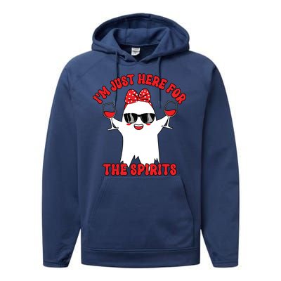 IM Just Here For Spirits Ghost Wine Halloween Couple Women Performance Fleece Hoodie