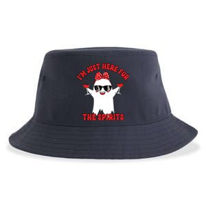 IM Just Here For Spirits Ghost Wine Halloween Couple Women Sustainable Bucket Hat