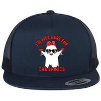 IM Just Here For Spirits Ghost Wine Halloween Couple Women Flat Bill Trucker Hat