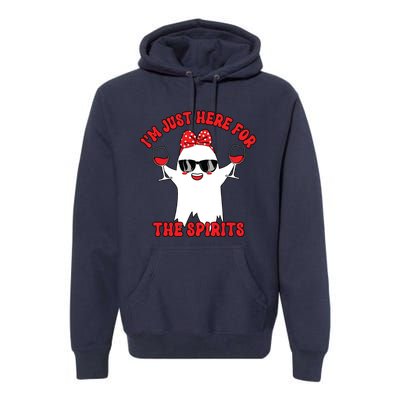 IM Just Here For Spirits Ghost Wine Halloween Couple Women Premium Hoodie