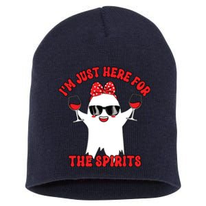 IM Just Here For Spirits Ghost Wine Halloween Couple Women Short Acrylic Beanie