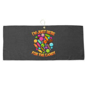 IM Just Here For The Candy Funny Halloween Pun Large Microfiber Waffle Golf Towel