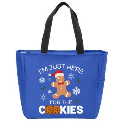 IM Just Here For The Cookies Funny Christmas Gingerbread Cool Gift Zip Tote Bag