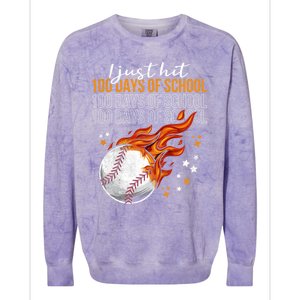 I Just Hit 100 Days Of School Baseball 100th Day Of School Great Gift Colorblast Crewneck Sweatshirt