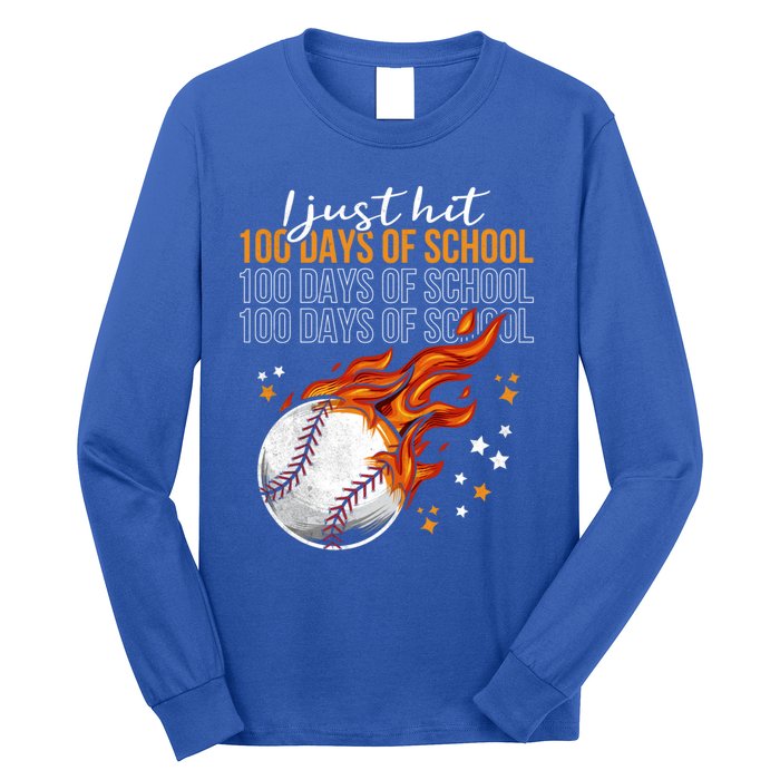 I Just Hit 100 Days Of School Baseball 100th Day Of School Great Gift Long Sleeve Shirt