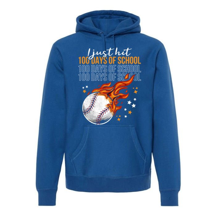 I Just Hit 100 Days Of School Baseball 100th Day Of School Great Gift Premium Hoodie