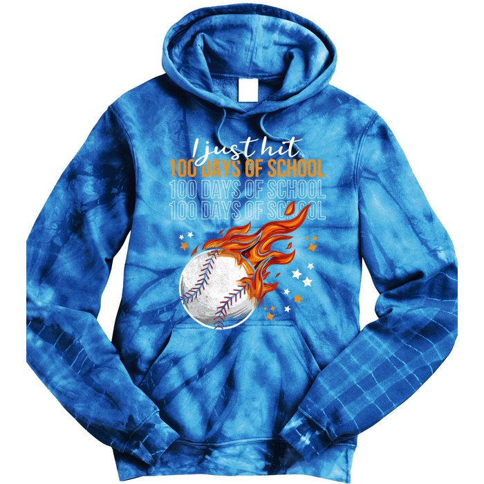 I Just Hit 100 Days Of School Baseball 100th Day Of School Great Gift Tie Dye Hoodie